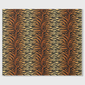 タイガーストライプアニマルプリント、アンバー、ブラック、タン ラッピングペーパー (フラット)