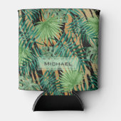 タイガーストライプズジャングルカモフラージュパーソナライズされた 缶クーラー (正面)