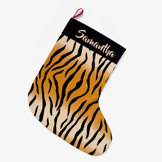 タイガーストライプパタン大クリスマスストッキング ラージクリスマスストッキング (正面 (吊り時))