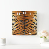 タイガーストライプファープリント スクエア壁時計 (ホーム)