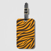 タイガーストライプブラックオレンジワイルドアニマルスキンパターン ラゲッジタグ (正面縦)