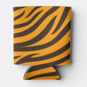 タイガーストライプブラックオレンジワイルドアニマルスキンパターン 缶クーラー (正面)