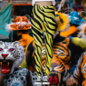 タイガーストライプレギンスイエローはっきりしたアニマルプリント レギンス