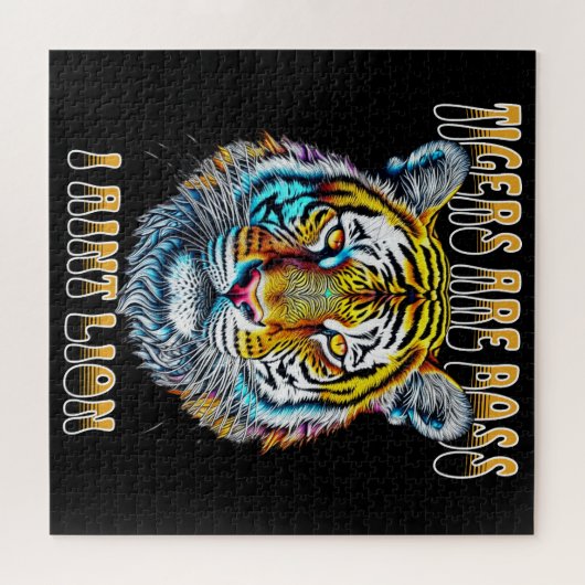 タイガースボス、私はライオンおもしろい引用文 ジグソーパズル (横)