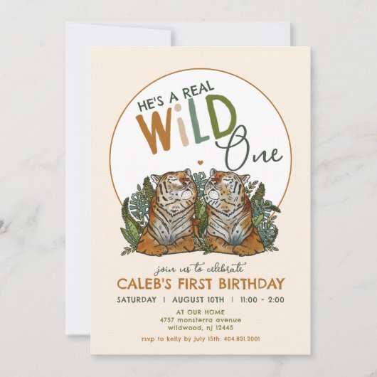 タイガースワイルドワン第一誕生日 招待状 (正面)