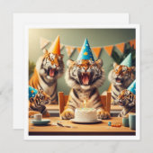 タイガース祝、タイガー写真誕生日 招待状 (正面/裏面)