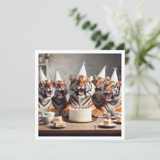 タイガース祝、タイガー写真誕生日 招待状 (スタンド正面)