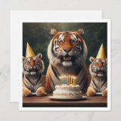 タイガース祝、タイガー写真誕生日 招待状 (正面/裏面)