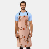 タイガース紅葉:ヴィンテージジャンプのパターン エプロン (着用した状態)