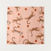 タイガース紅葉:ヴィンテージジャンプのパターン タペストリー (正面(横))