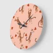 タイガース紅葉:ヴィンテージジャンプのパターン ラージ壁時計 (傾斜)