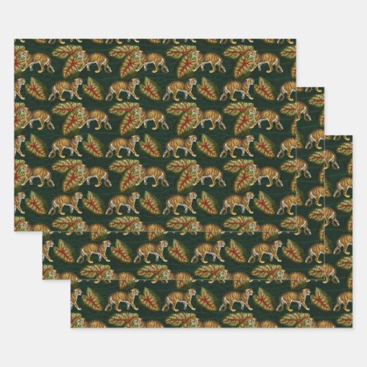タイガース葉とガースの緑 ラッピングペーパーシート (セット)