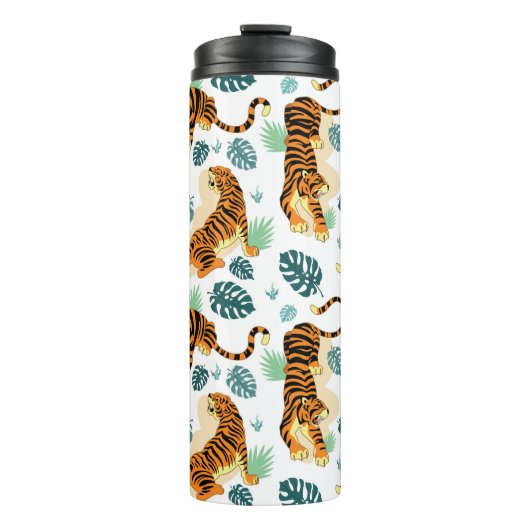 タイガース葉トロピカルヴィンテージイラストレーション。 タンブラー (正面)