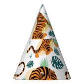 タイガース葉トロピカルヴィンテージイラストレーション。 パーティーハット (左)