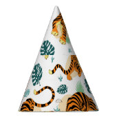 タイガース葉トロピカルヴィンテージイラストレーション。 パーティーハット (右)