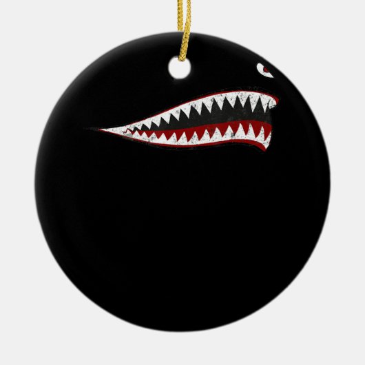 タイガース飛んでいるシャーク口 – サメ愛好家への贈り物 セラミックオーナメント (正面)