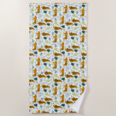 タイガース&トロピカル葉パターン ビーチタオル (正面)