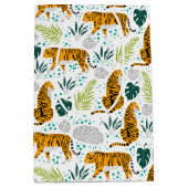 タイガース&トロピカル葉パターン ミディアムペーパーバッグ (正面)