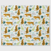 タイガース&トロピカル葉パターン ラッピングペーパー (フラット)