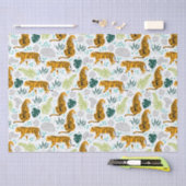 タイガース&トロピカル葉パターン 薄葉紙 (クラフト)