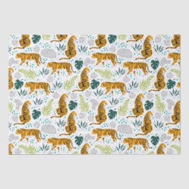 タイガース&トロピカル葉パターン 薄葉紙