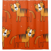 タイガース、手で描いた背景。継ぎカラフル目のない部分 シャワーカーテン (正面)