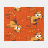 タイガース、手で描いた背景。継ぎカラフル目のない部分 フリースブランケット (正面(横))