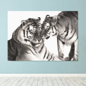 タイガース – 手絵を描野生生物ポートレート キャンバスプリント (インサイチュ (ウッドフロア))