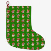 タイガースSanta Christmas繰り返しパターンデザイン ラージクリスマスストッキング (正面)