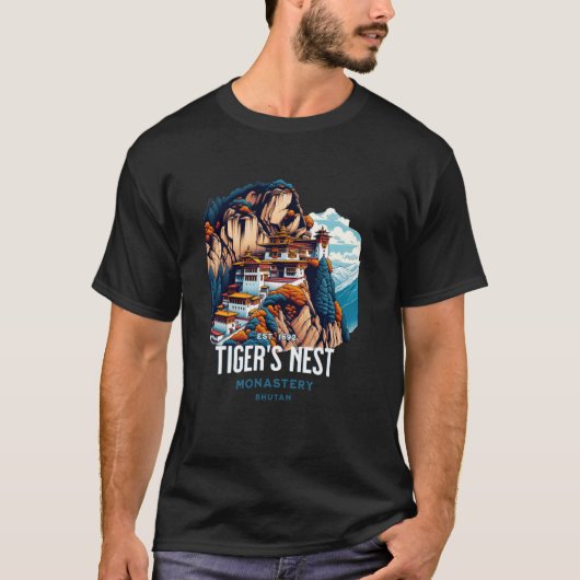 タイガーズネスト修道院ブータンパロヒマラヤカルト Tシャツ (正面)