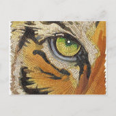 "タイガータイル"タイガー顔モザイク水色 ポストカード (正面)