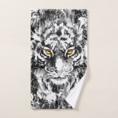 タイガータオル | タイガースケッチ | 白黒 バスタオルセット (ハンドタオル)