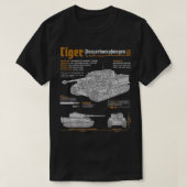タイガータンクPzKpfw VI第2次世界大戦の青写真 Tシャツ (デザイン正面)