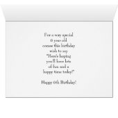 タイガーデザインパーソナライズされた6番目の誕生日カード (内部横(下))