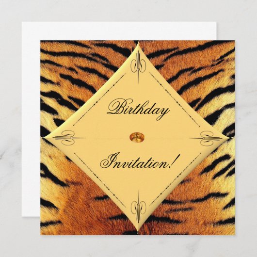 タイガーデザイン誕生日招待状 招待状 (正面/裏面)
