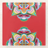 タイガードラゴンマンダラガラスコースター ガラスコースター (正面)