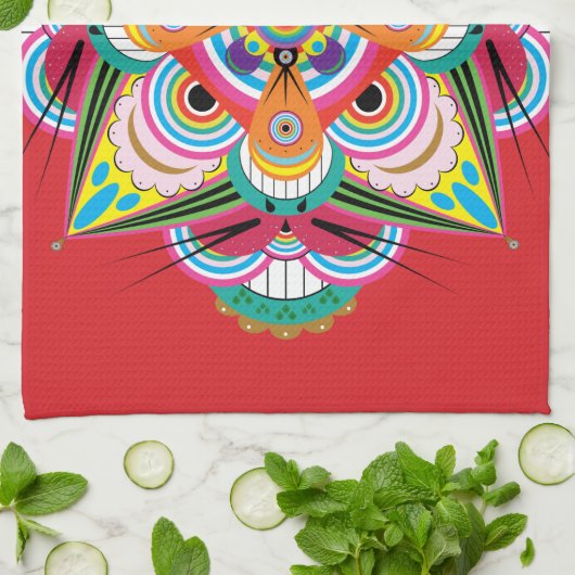 タイガードラゴンマンダラキッチンタオル キッチンタオル (折り畳み)