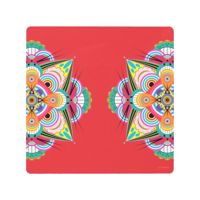 タイガードラゴンマンダラ8x8メタルプリント メタルプリント (正面)