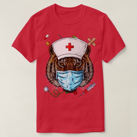 タイガーナースRN おもしろい ER看護学校卒業 Tシャツ (デザイン正面)