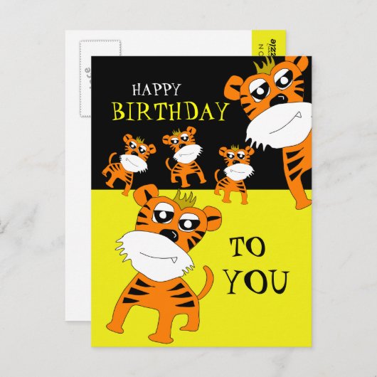タイガーハッピーバースデーはがき ポストカード (正面/裏面)