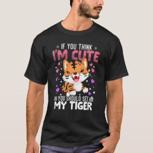 タイガーハートバレンタインデー動物のための女性の子供 Tシャツ