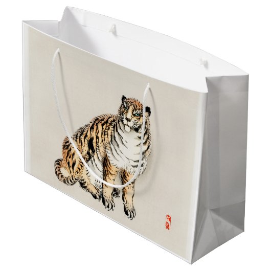 タイガーバイクーノバイレイ日本のイラストレーション ラージペーパーバッグ (裏面アングル)