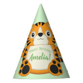 タイガーバースデーパーティーグリーン パーティーハット (正面)