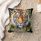 タイガーパステルフラワーズサファリウォーターカラーサバンナ クッション (ブランケット)