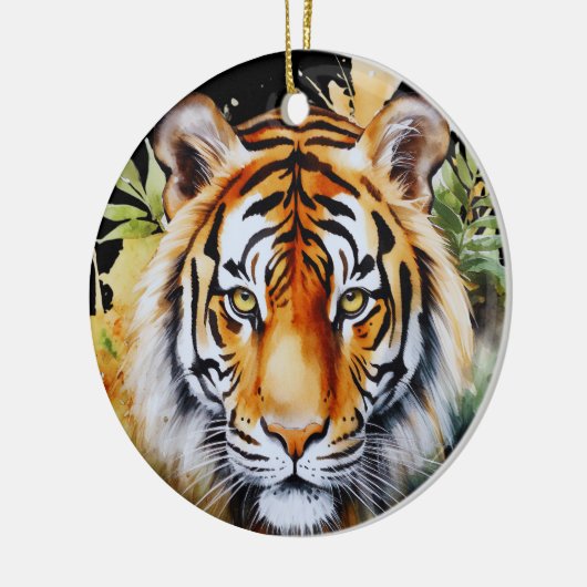 タイガーパステルフラワーズサファリウォーターカラーサバンナ セラミックオーナメント (左)
