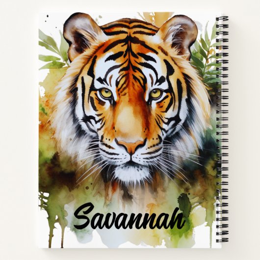 タイガーパステルフラワーズサファリウォーターカラーサバンナ ノートブック (裏面)