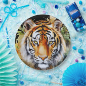 タイガーパステルフラワーズサファリウォーターカラーサバンナ ペーパープレート (パーティー)