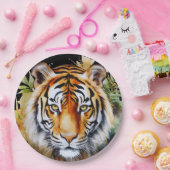 タイガーパステルフラワーズサファリウォーターカラーサバンナ ペーパープレート (パーティー)
