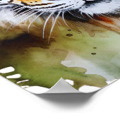 タイガーパステルフラワーズサファリウォーターカラーサバンナ ポスター (角)