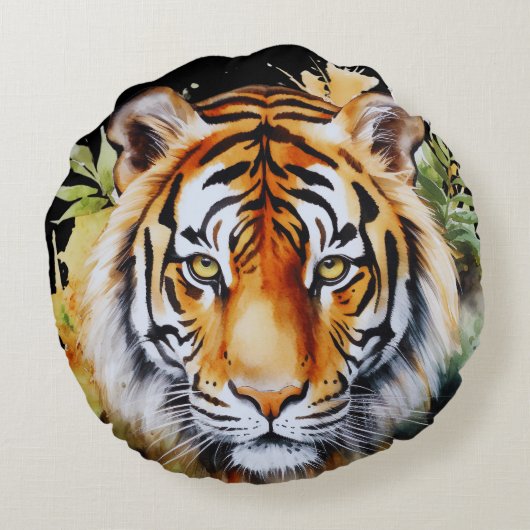 タイガーパステルフラワーズサファリウォーターカラーサバンナ ラウンドクッション (裏面)